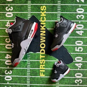 Air Jordan 4 Bred Reimagined black cement grey fq8213-006 size 4y - 7y